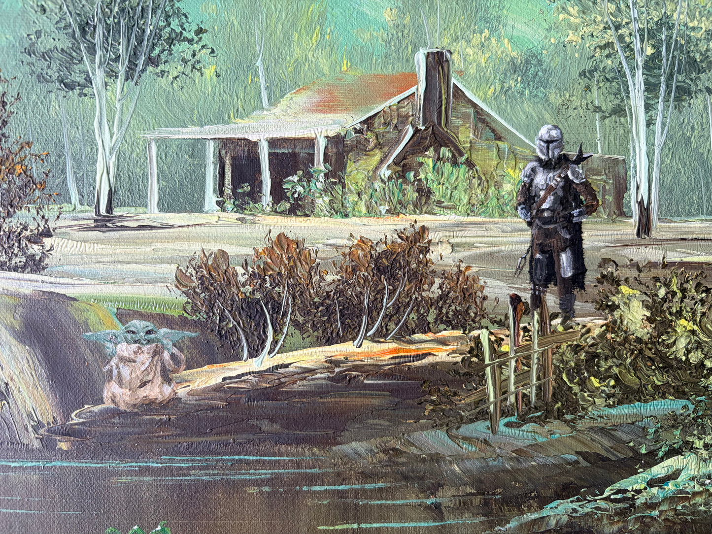 The Mandalorian & Grogu, Frog Edition | Original Upcycled Art