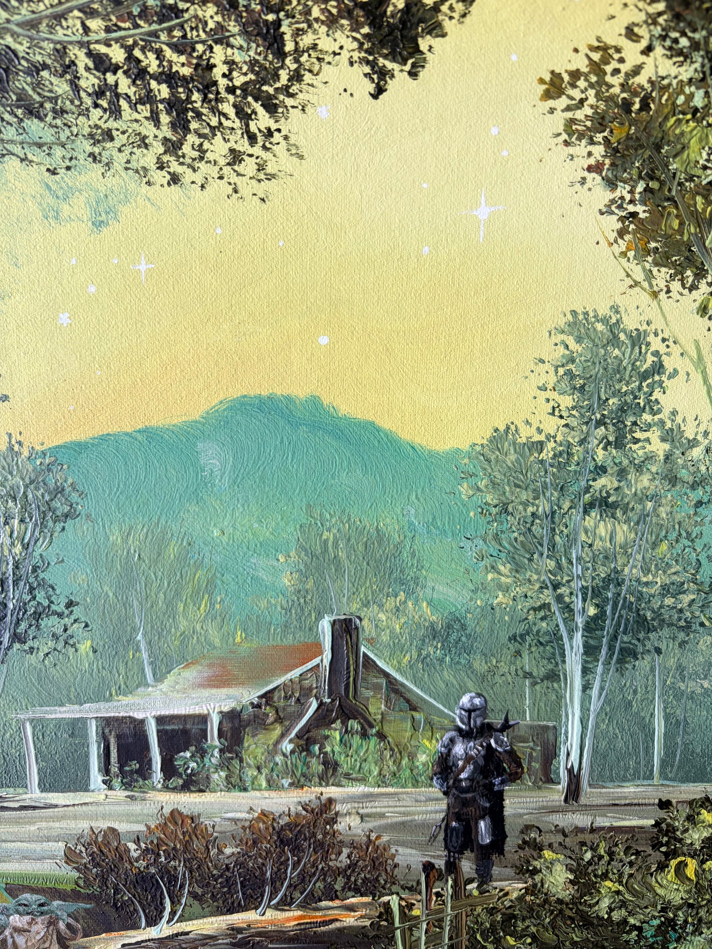 The Mandalorian & Grogu, Frog Edition | Original Upcycled Art